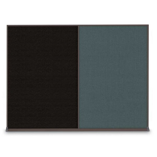 United Visual Products Double Door Radius Plus Corkboard, 60"X UV8004PLUS-BLACK-DBURGU - main